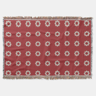 Cobertor Padrão de Formas de Flor Simples Retro Vermelho