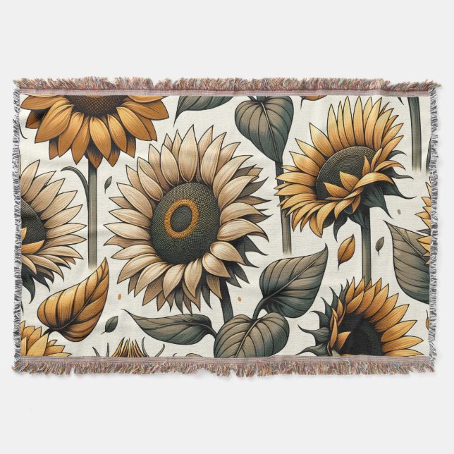 Cobertor Padrão de girassol vibrante (Frente)