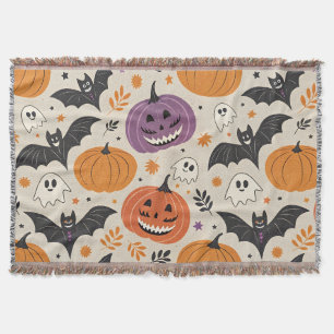 Cobertor Padrão de Halloween e outono