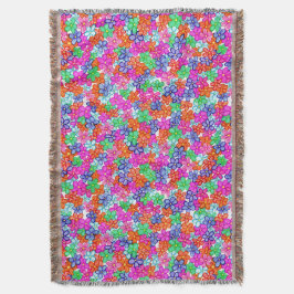 Cobertor Padrão de Ilustração Floral de Flores Multicolorid