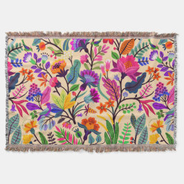 Cobertor Padrão de Impressão de Ilustração Floral Colorida