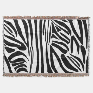 Cobertor Padrão de impressão de zebra preto e branco em neg