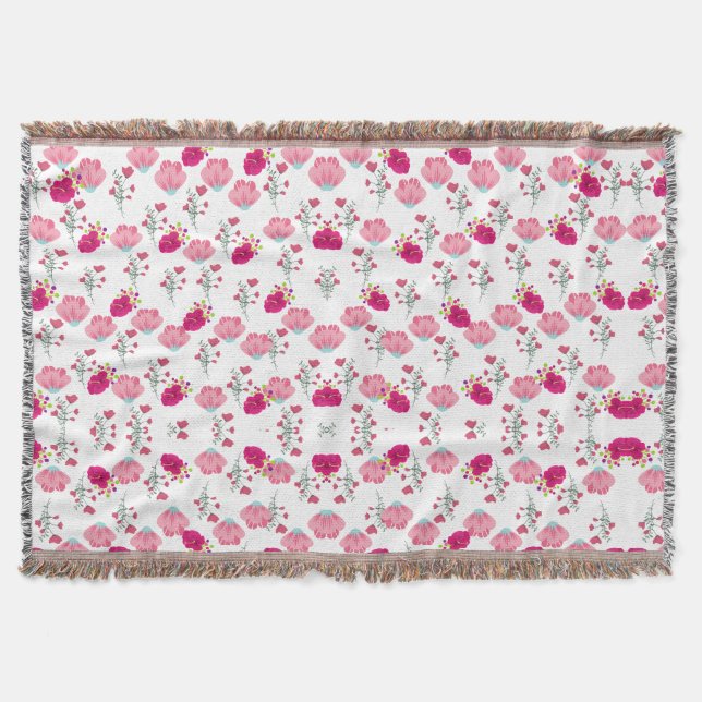 Cobertor Padrão de impressão Floral vermelho-rosa-chic (Frente)