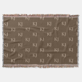 Cobertor Padrão de Iniciais do Classy Brown & Beige Monogra