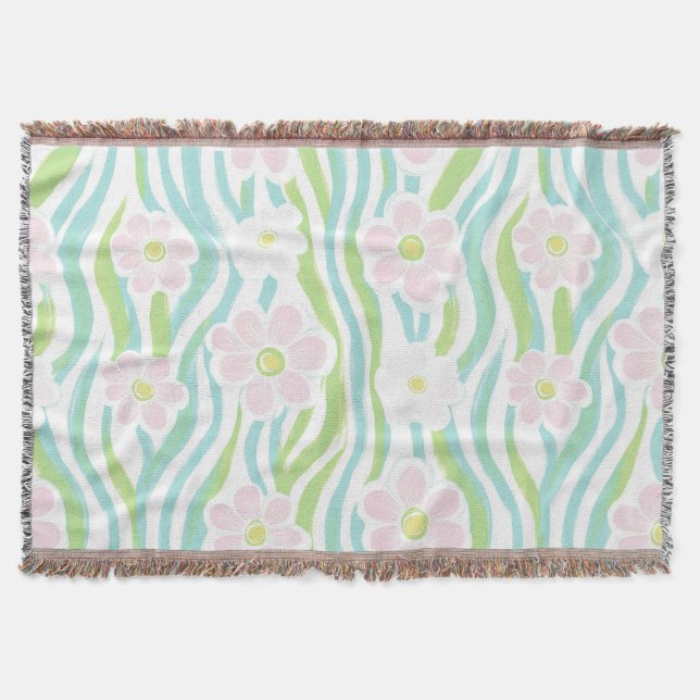 Cobertor Padrão de Linha Floral Abstrata Moderna (8) (Frente)