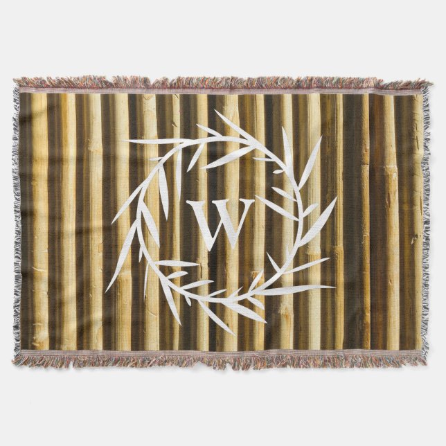 Cobertor Padrão de Linhas Verticais de Monograma de Bambu R (Frente)