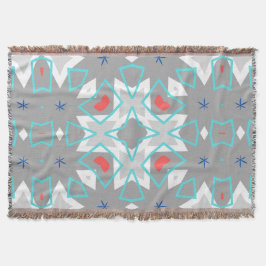 Cobertor Padrão de Mandala Cinza Coral | Boho Floral Geomét