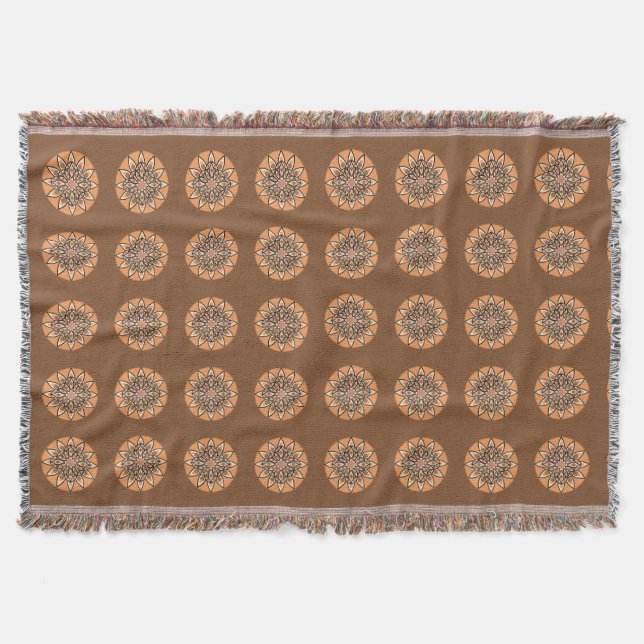 Cobertor Padrão de mandala em chocolate, terracota e ferrug (Frente)