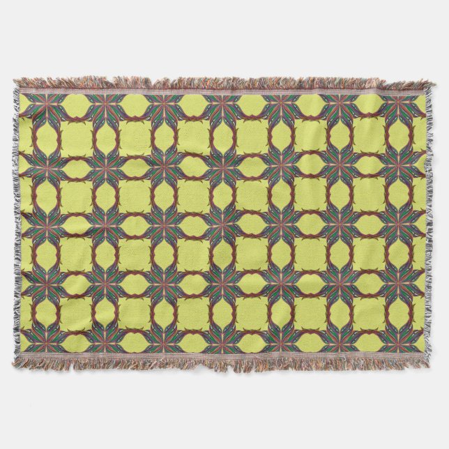 Cobertor Padrão de mandala psíquica moderna amarela (Frente)