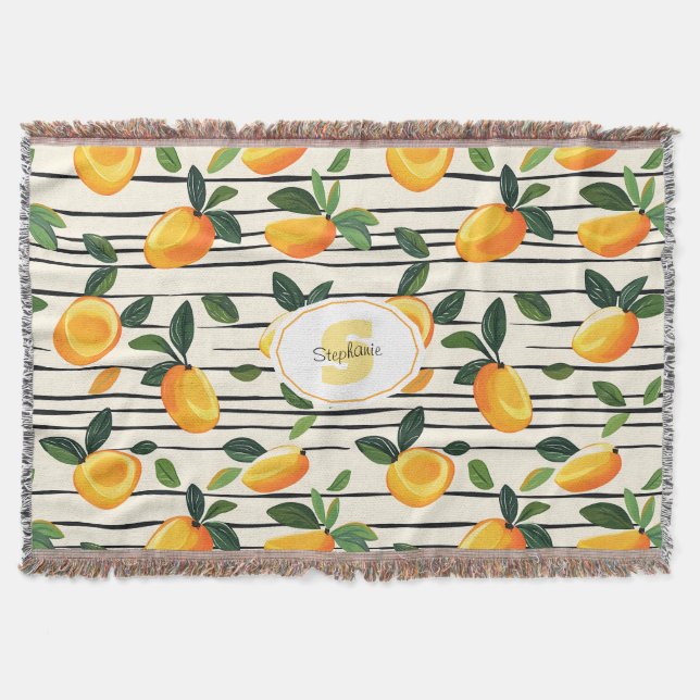 Cobertor Padrão de Manga de Aquarela com Folhas Verdes (Frente)