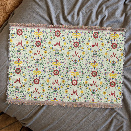 Cobertor Padrão de Monograma Rosemaling Escandinavo Nórdico