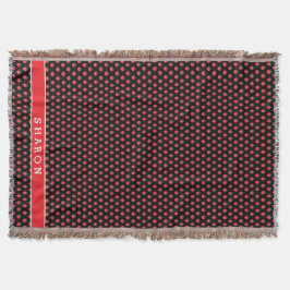 Cobertor Padrão de morango preto rosa fofo monograma
