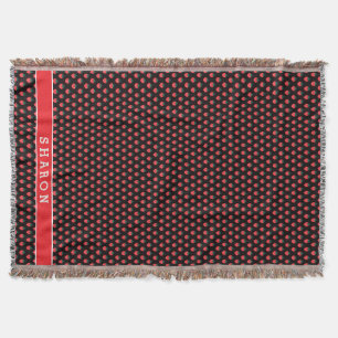 Cobertor Padrão de morango preto rosa fofo monograma