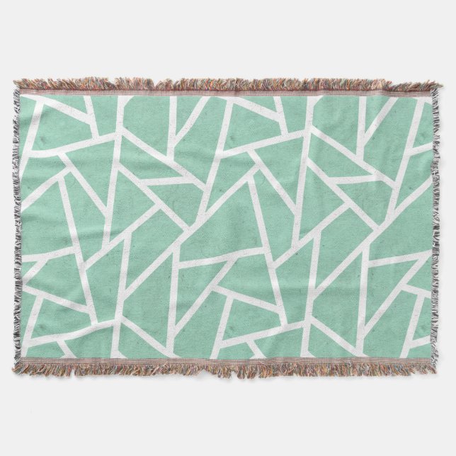 Cobertor Padrão de mosaico branco e verde da Casa da Moeda (Frente)