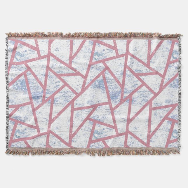Cobertor Padrão de mosaico rosa e azul (Frente)