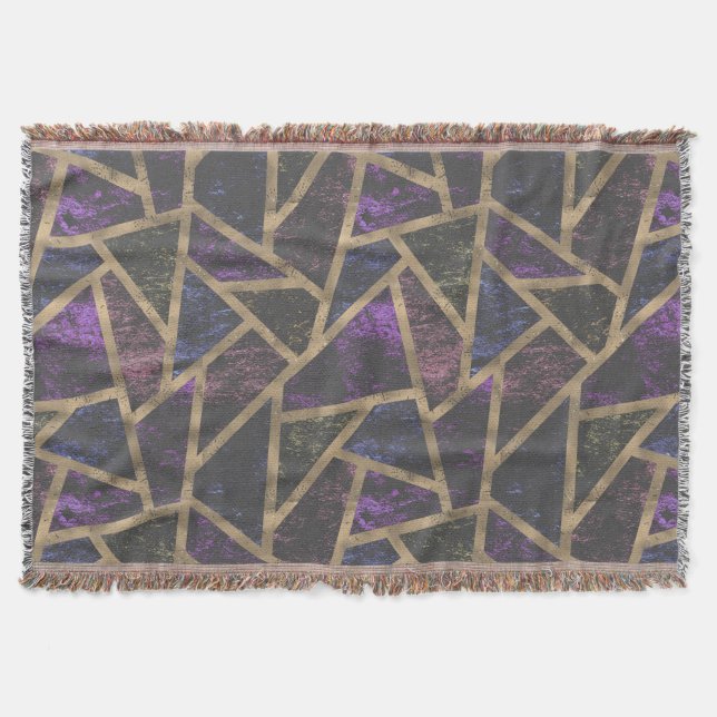 Cobertor Padrão de mosaico roxo e ouro (Frente)