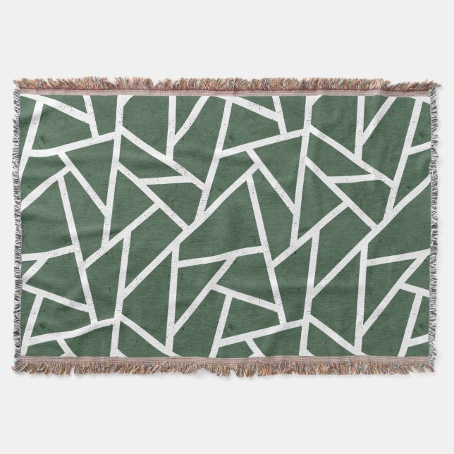 Cobertor Padrão de mosaico verde e branco (Frente)