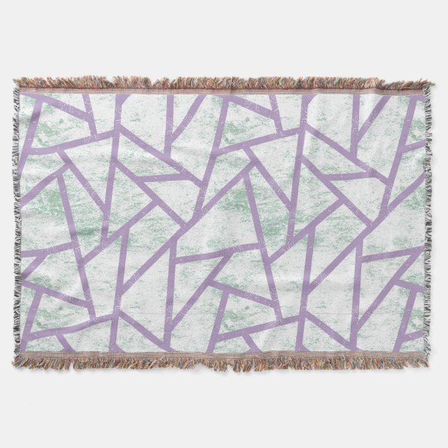 Cobertor Padrão de mosaico verde-lavanda e claro (Frente)