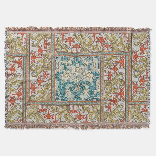 Cobertor Padrão de Narciso Art Nouveau Antigo Verneuil (Frente)