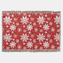 Cobertor Padrão de Natal com Floco de Neve Vermelho e Branc