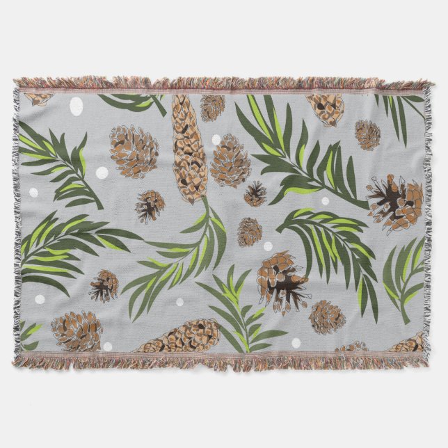 Cobertor Padrão de Natal, Pine Snow 10 (Frente)