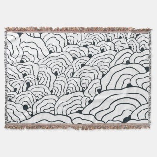 Cobertor Padrão de Onda Monocromática, Arte de Linha Abstra