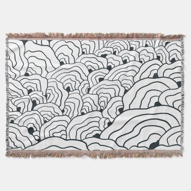 Cobertor Padrão de Onda Monocromática, Arte de Linha Abstra (Frente)