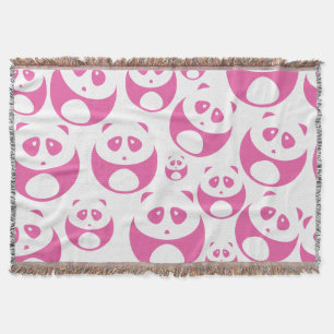 Cobertor Padrão de Panda Branca e Rosa Bebê Kawaii