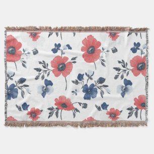 Cobertor Padrão de papilas de aquarela - Vermelho, Azul e B