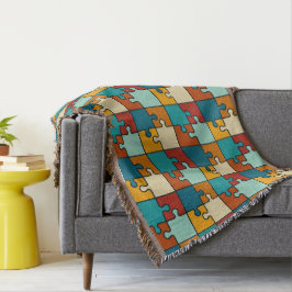 Cobertor Padrão de peças de Quebra-cabeça de Vintage Jigsee