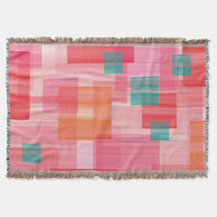 Cobertor Padrão de quadrados geométricos dos pés cor-de-ros