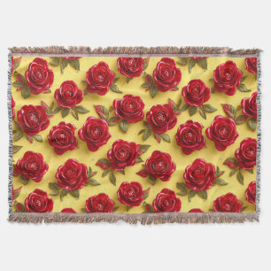 Cobertor padrão de rosas vermelhas 3d