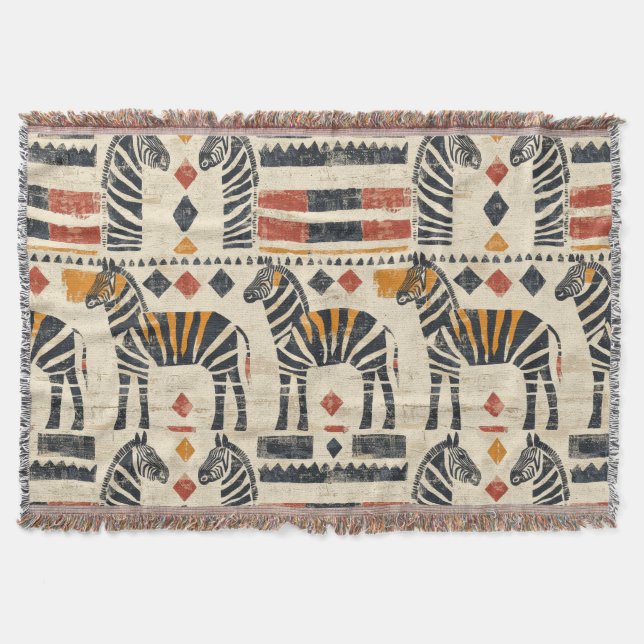 Cobertor Padrão de Safari Tribal Boho Zebra (Frente)
