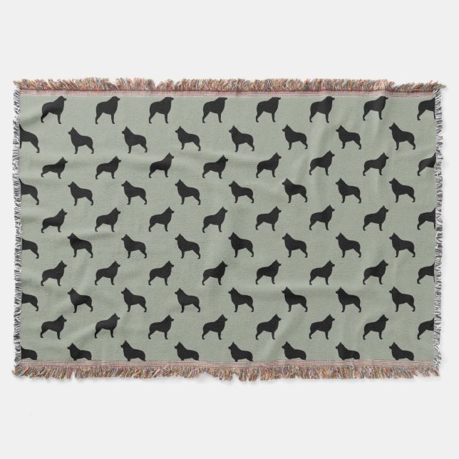 Cobertor Padrão de Silhuetas da Raça Canina Schipperke (Frente)