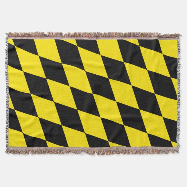 Cobertor Padrão de Sinalizador Diamante da Baviera Preta e  (Frente)