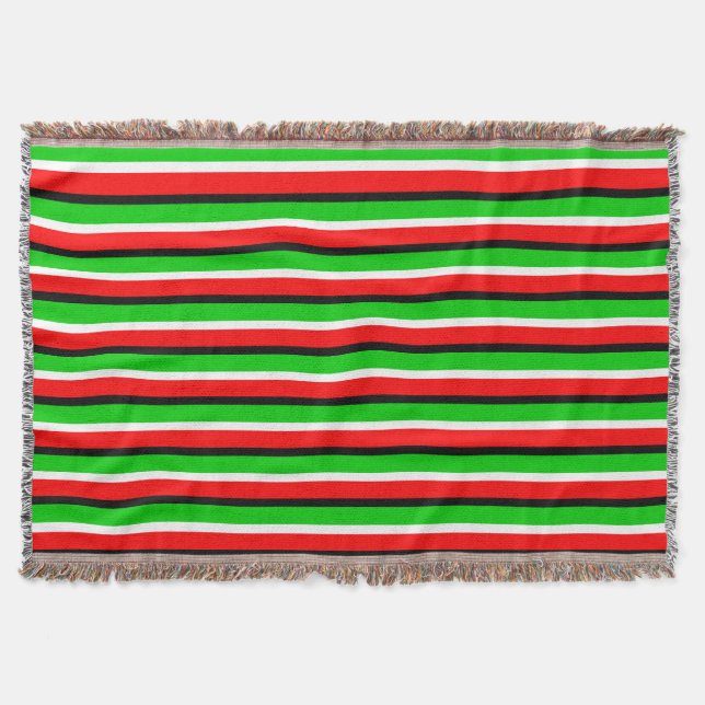 Cobertor Padrão de Stripe Verde Vermelho Design (Frente)
