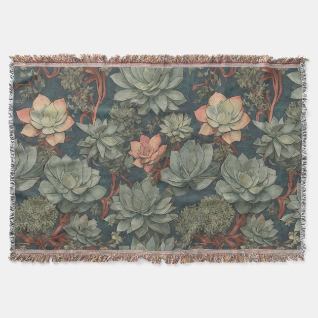 Cobertor Padrão de Suculentes de Sobremesas de Planta (Frente)