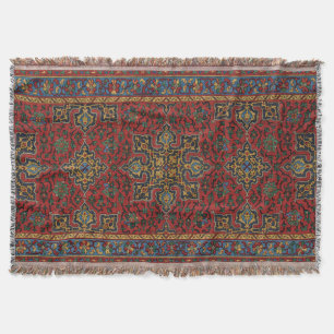 Cobertor Padrão de Tapete Persa Vintage Vermelho Azul Arabe
