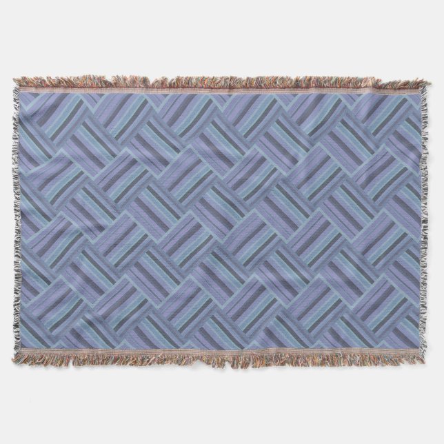 Cobertor Padrão de tecelagem diagonal de cinza azul (Frente)