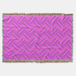 Cobertor Padrão de tecelagem diagonal de tiras cor-de-rosa