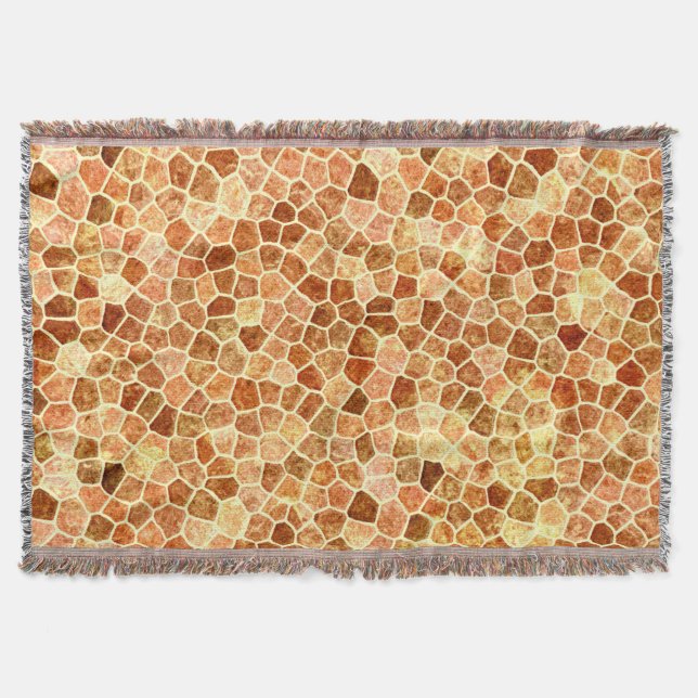 Cobertor Padrão de Terrazzo Remendado Paralelepípedo Marrom (Frente)