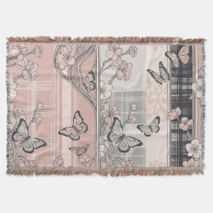 Cobertor Padrão de Toile de Borboleta Botânica Vintage (4)