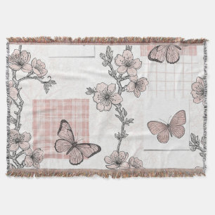 Cobertor Padrão de Toile de Borboleta Botânica Vintage (5)