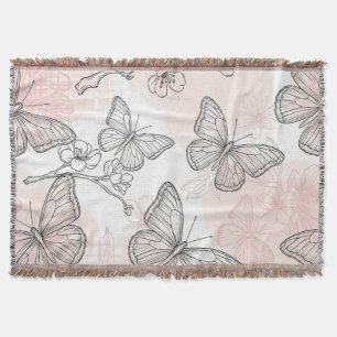Cobertor Padrão de Toile de Borboleta Botânica Vintage (6)