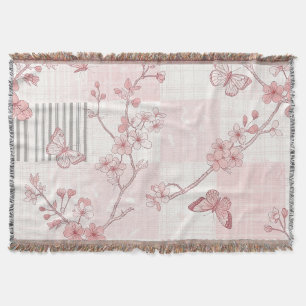 Cobertor Padrão de Toile de Borboleta Botânica Vintage (7)