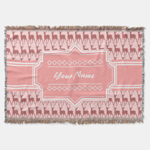 Cobertor Padrão de Veado de Salmão Rosa Coral Personaliza