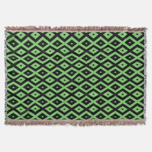 Cobertor Padrão de verde limão e diamante preto (Frente)