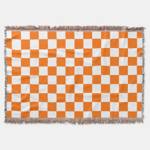 Cobertor Padrão de Verificação Branco Laranja