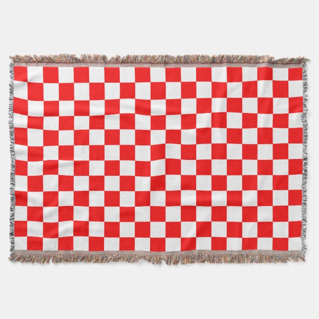 Cobertor Padrão de Verificação de Branco Vermelho (Frente)