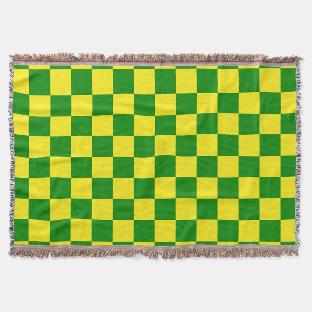 Cobertor Padrão de Xadrez Amarelo Verde (Frente)